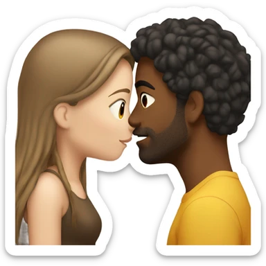 brown spanish man with brown hair kissing white girl with black hair   sticker