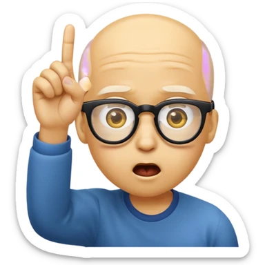 Generate a emoji head base with a shocked expression with a finger pushing the glasses down a little bit make the glasses tipped and make the head full yellow with a slight tint at the top with no hair sticker