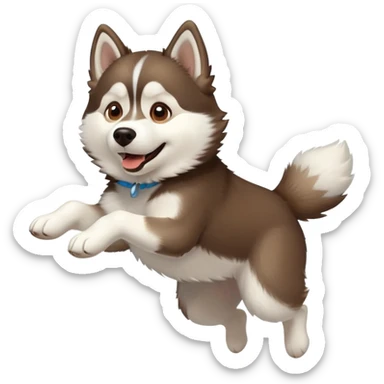 husky dog jumping in the air sticker
