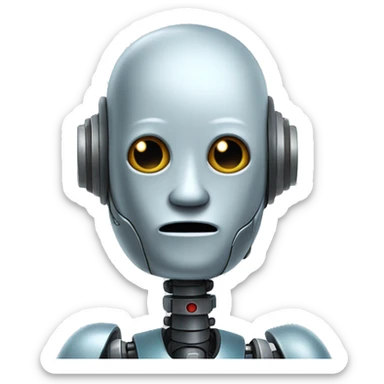 Robot wearing a mast of human pretending to be human sticker