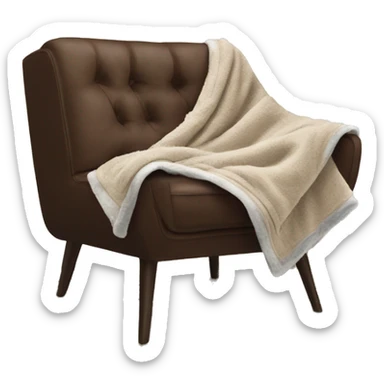 blanket on brown loft chair, realistic sticker