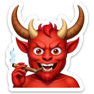 Emoji de diablo con sigarro en la boca sticker