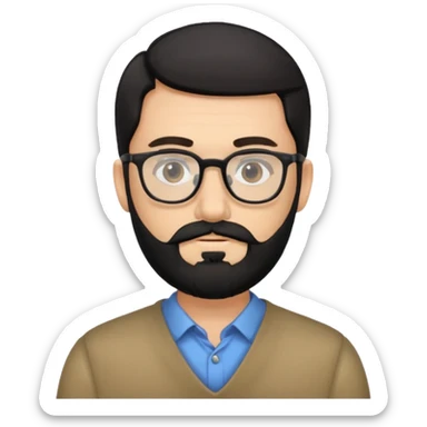 man with black beard and eyeglass sticker
