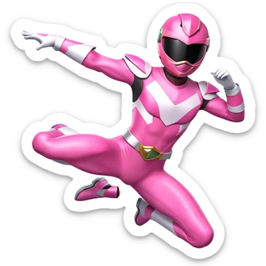 Pink power ranger flying sticker
