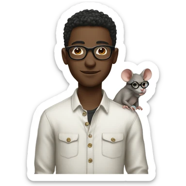 stylish boy with glasses and a rat sticker