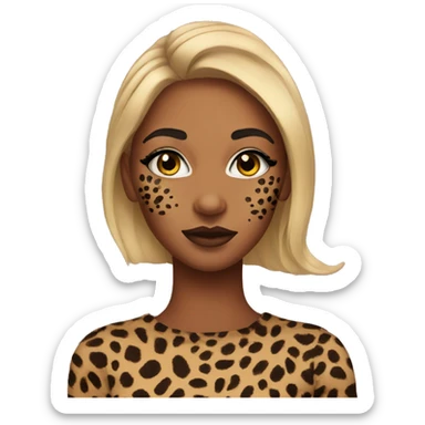 a girl with cheetah print makeup on her face sticker