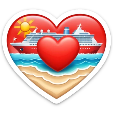 Heart with cruise ship and beach sticker