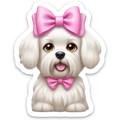 Maltezer dog with pink bow sticker