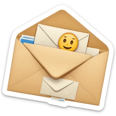 a paper being inserted into an envelope sticker