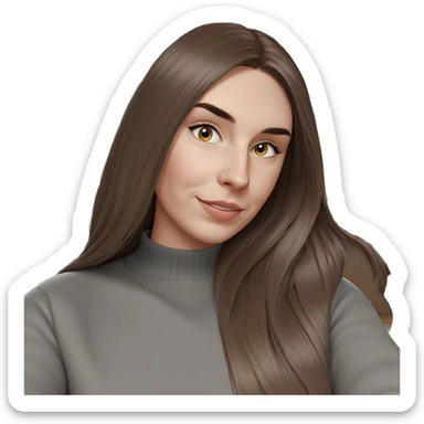 smiling girl in grey sweater sticker