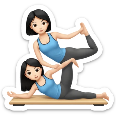 Black hair pilates girl sticker