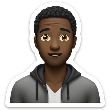 Confused black man with my face sticker
