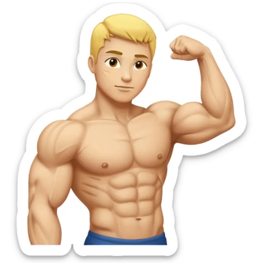 Homem amarelo mostrando o tríceps do braço sticker