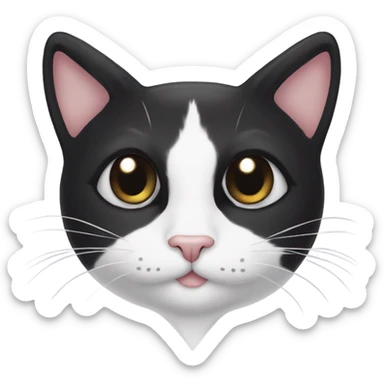 Tuxedo cat with a heart shaped black spot on his side. White face with black ears and black tail  sticker