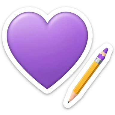 paper with emptu Hand drawn purple heart contour  with pencil sticker