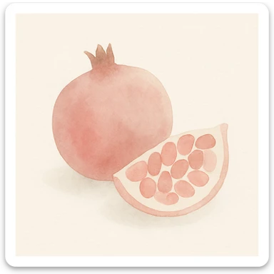 a pomegranate, watercolor style, soft edges, juicy, natural colors sticker