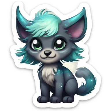 Cool cute Kawaii edgy fantasy animal sparkle fursona Fionbri creature by griffsnuff & LiLaiRa & Falvie full body sticker