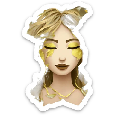  Hemp 420 lady face melting gold drizzle kintsugi palm leaves tropical made of 420 origami newspaper roses hemp leaves lantern fairy lights burning paper and hemp leaves in hair sticker