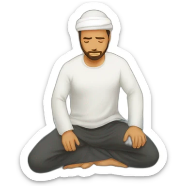 guy muslim prostrate on the prayer mat sticker
