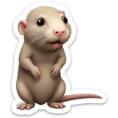 Naked mole rat with a long beard sticker