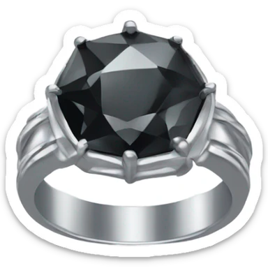 Silver ring big black diamond glows sticker