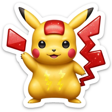 red glitter pikachu sticker