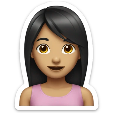 girl long black hair with long bang sticker