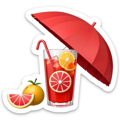 Fruit Punch – colorful drink with fruit chunks and umbrella sticker