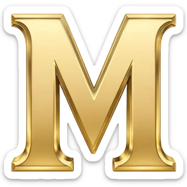letter M in light gold sticker