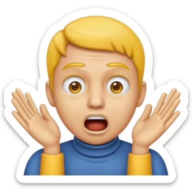 classic Apple style emoji expressing choking, yellow face, hands on throat, scared eyes, classic emoji look sticker