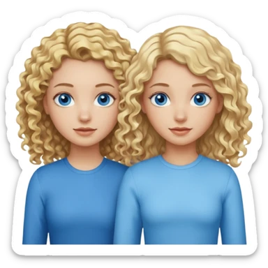 Two girls, one with curly blonde hair, blue eyes and another with wavy blonde hair and blue eyes sticker