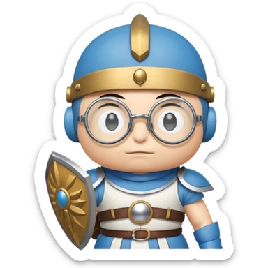 Doraemon, wearing gladiator cloth, big round glassed sticker