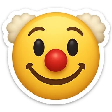 yellow face with red clown nose emoji, digital illustration sticker