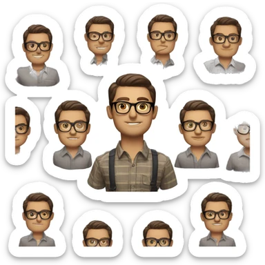 Memoji of Andrew Huberman	Intellectual, tortoiseshell glasses, crisp button-downs	Jacked, intellectual, wears shirts sticker
