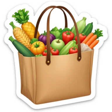 cartoon market bag. top view sticker