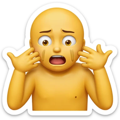 a yellow round emoji of somebody choking there self sticker