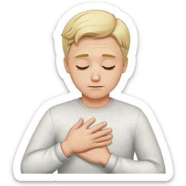 a blonde man put his hand where his heart is and bow his head sticker