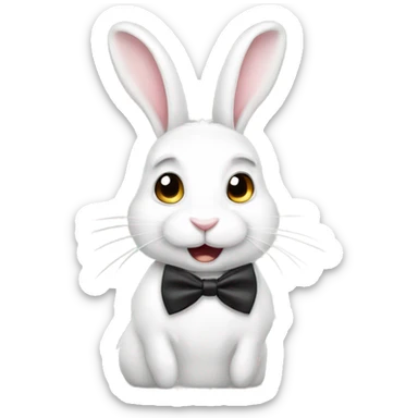 White bunny with bow tie side profile  sticker