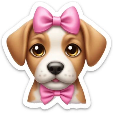 cute puppy with pink bow on its head sticker