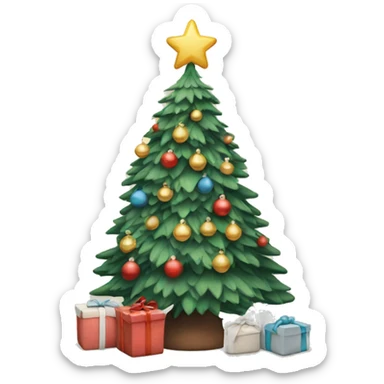 cozy christmas tree with Scandinavian inspired decorations sticker