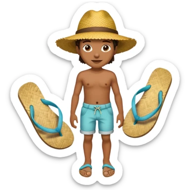 Créole réunionnais chapeau paille tong au pieds  sticker
