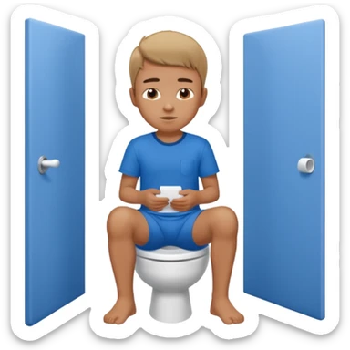menino sentado no vaso sanitário sticker