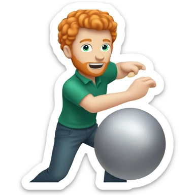 Ginger hair white man throwing bowling ball  sticker
