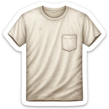 A white T-shirt with visible dirt stains, smudges, and wrinkles. The fabric looks worn and slightly discolored, giving it an unclean appearance sticker