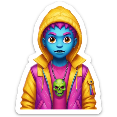 porttrait of monster with flashy-streetwear outfit sticker