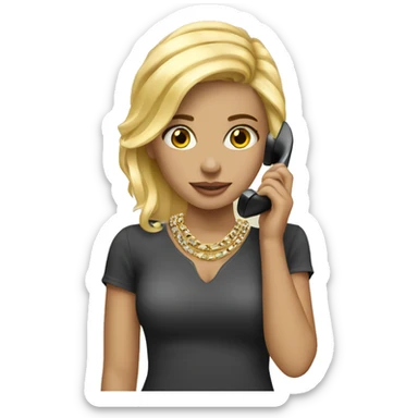 blonde girl with telephone jewelry sticker