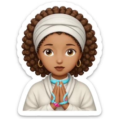 Curly hair Black women praying sticker