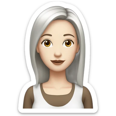 40 years old Woman, white pale skin, brown straight hair, big black eyes sticker
