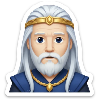 Odin, God of Wisdom from Gods and Goddesses with long white hair and beard, dark blue outfit sticker