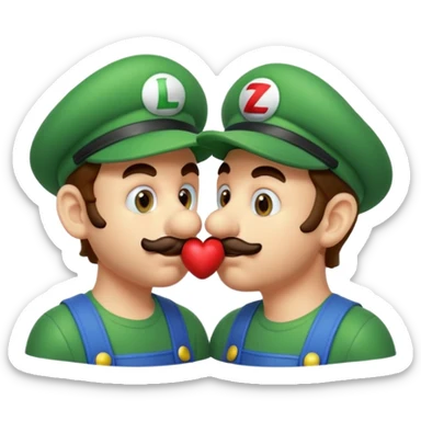 Mario and Luigi kiss sticker
